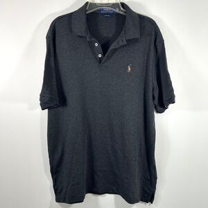 Ralph Lauren Polo Shirt Charcoal Heather Full Color Pony Logo Size Mens' Large